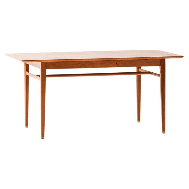 Scandinavian Modern Desk in Brass and Teak attributed to Axel Larsson, 1959 For Sale - Image 14 of 14