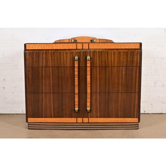 A rare and exceptional antique Art Deco dresser or chest of drawers By Leo Jiranek for Grand Rapids Furniture, "Streamline...