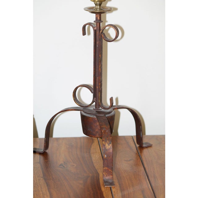 Metal Vintage Jg Rempp Hand-Forged Wrought Iron Lamp Signed For Sale - Image 7 of 8