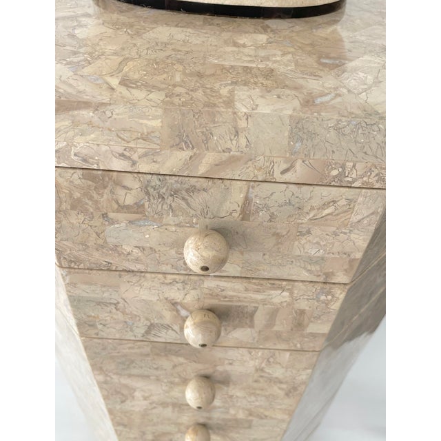 1980s Maitland-Smith Tessellated Fossil Stone Tall Jewelry Chest With Matching Box For Sale - Image 9 of 18
