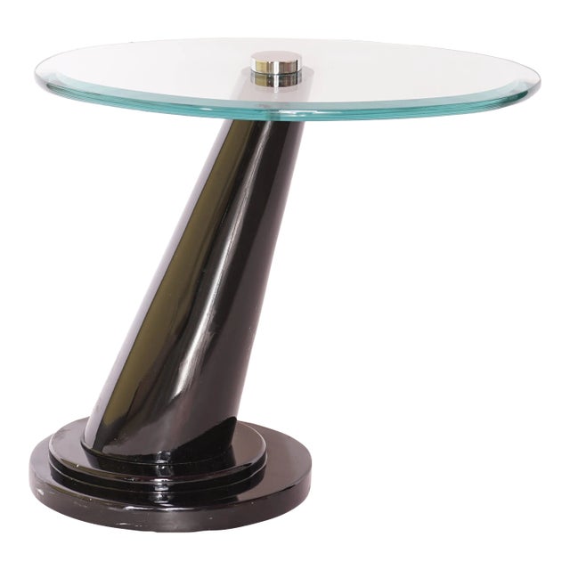 Contemporary Chrome and Glass Cantilever Side Table For Sale