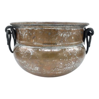 Antique Rustic European Copper Pot / Planter For Sale