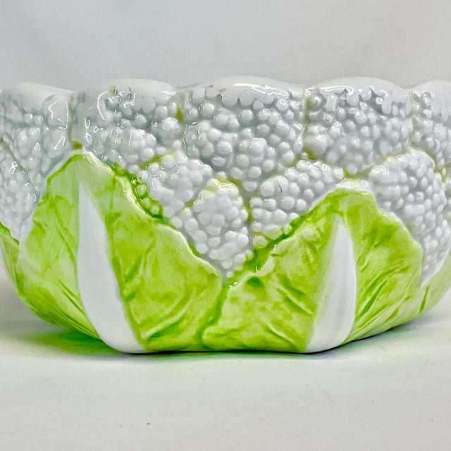 1970s 1970s Vintage Trompe L’Oeil Boho Chic Hollywood Regency Cauliflower Serving Bowl For Sale - Image 5 of 10