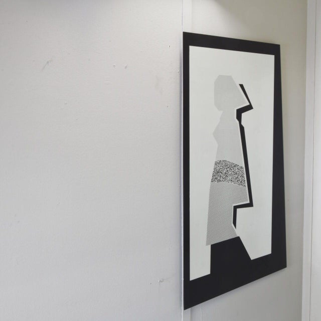 Glass Italian Postmodern Screen-Printed Black Glass Mirror, 1980s For Sale - Image 7 of 10