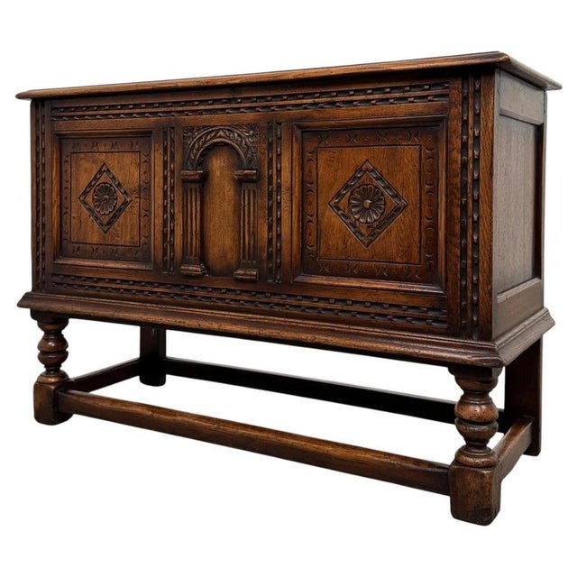 Antique English Oak Blanket Box, 1900s For Sale - Image 10 of 11