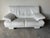 Mid-Century Modern Natuzzi Italian Postmodern White Leather Loveseat For Sale - Image 3 of 12