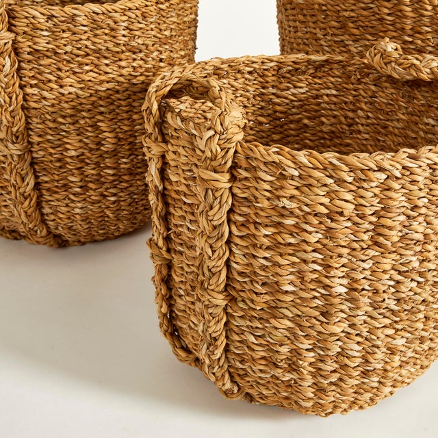 Kenneth Ludwig Chicago Seagrass Round Drum Baskets, Set Of 3 For Sale - Image 4 of 8