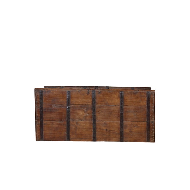 1900 - 1909 Antique Indian Teakwood Pitara Chest Console For Sale - Image 5 of 8