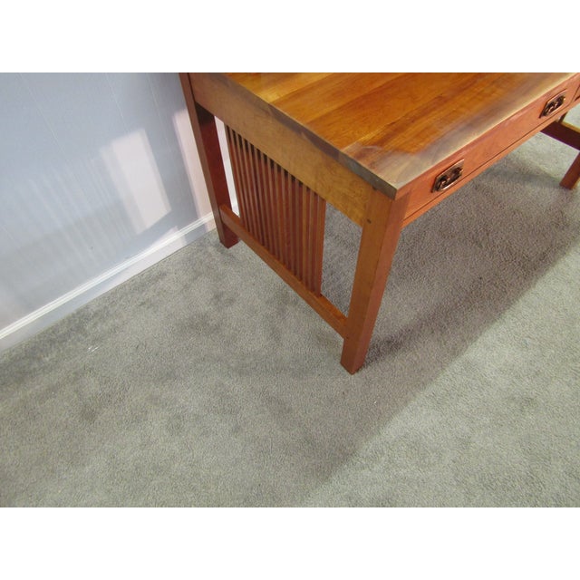 Wood Stickley Solid Cherry Mission Arts and Crafts Style Desk For Sale - Image 7 of 12