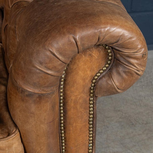 21st Century English Brown Leather Chesterfield Armchair by Halo For Sale - Image 14 of 18