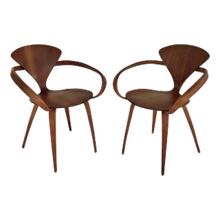 Plycraft Norman Cherner "Pretzel" Bentwood Armchairs 1960s, a Pair, Signed For Sale