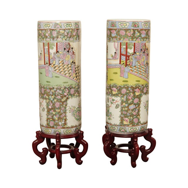 Chinese Chinoiserie Porcelain Umbrella Stands A Pair Chairish