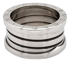 Mid 20th Century Bvlgari B.zero1 Four-Band Ring in 18k White Gold w/Cert Size 6.5 / EU 54