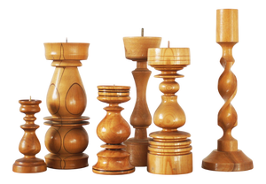 Scandinavian Wooden Candleholders, Set of 6