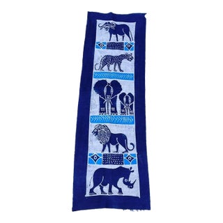 Early 20th Century Big 5 Batik Blue Table Runner For Sale