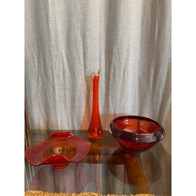 Hollywood Regency Era Art Glass Decorative Object, S/3 For Sale - Image 4 of 7