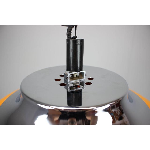 1970s Space Age Pendant Lamp in Orange from Guzzini, Italy, 1970s For Sale - Image 5 of 11