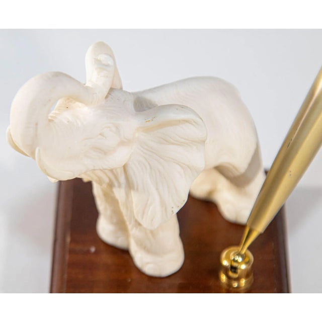 Vintage White Elephant Figurine Pen Holder, Jaipur, Rajasthan India For Sale - Image 4 of 13