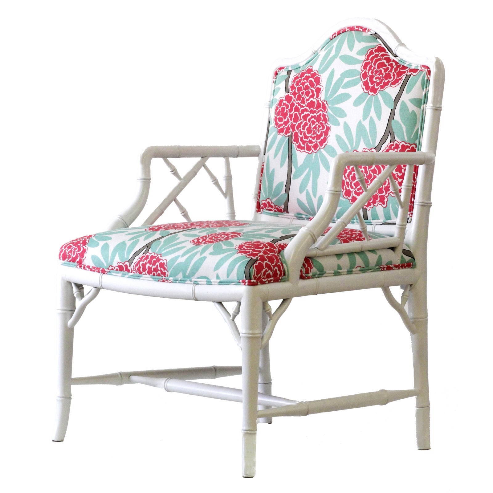 Reupholstered Faux Bamboo Accent Chair Chairish