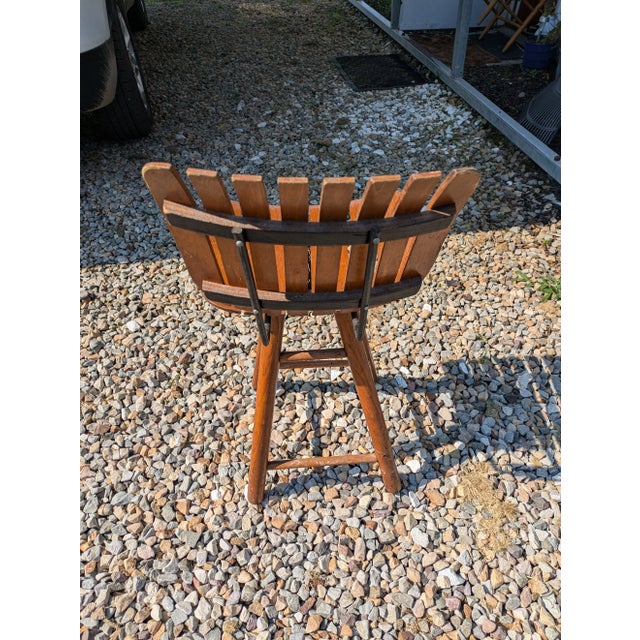 Mid Century Modern Italian Arthur Umanoff Style Wood Slat Counter Stool in Oak For Sale - Image 4 of 5