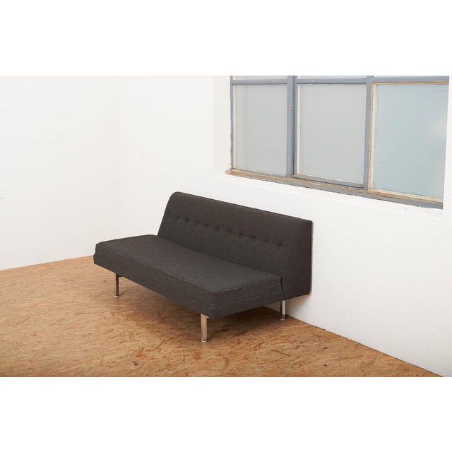Modular Seating Sofa in Black Lacquered Steel Frame and Square Chrome-Plated Legs by George Nelson & Associates for Herman Miller, 1955 For Sale - Image 10 of 12