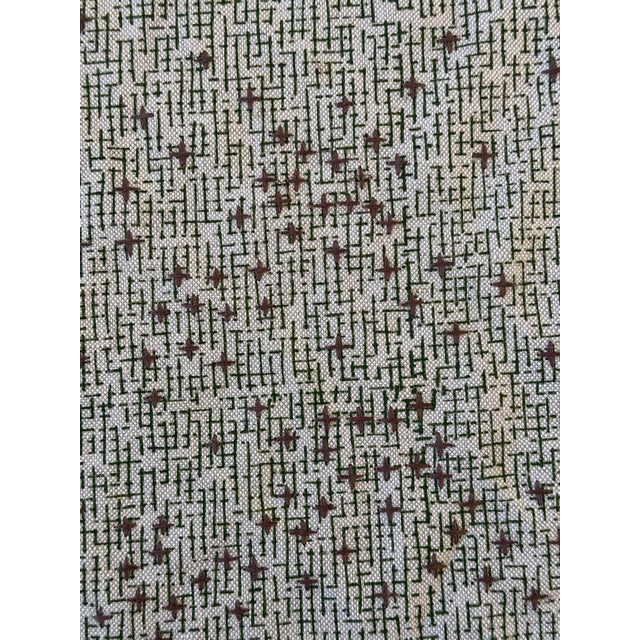 Seemakrish 6 Yards Linen Cotton Hand Blocked and Embroidery Fabric Pacific - Gingko Green Sku : 1601/D For Sale - Image 4 of 6