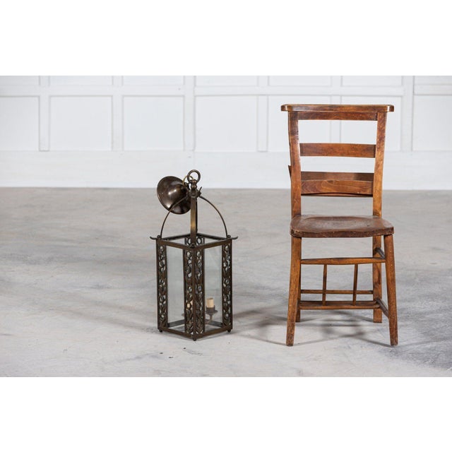 Metal French Bronze Hall Lantern, 1920s For Sale - Image 7 of 15