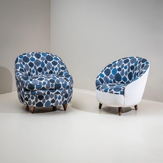 Blue 1930s Two Armchairs by Gio Ponti, Italy For Sale - Image 8 of 13