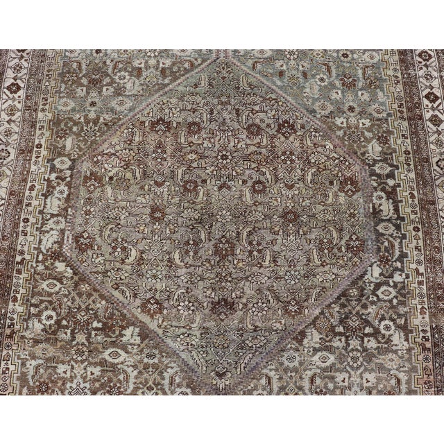 Antique Persian Bidjar Gallery Rug With Detailed Floral and Geometric Patterns For Sale In Atlanta - Image 6 of 11