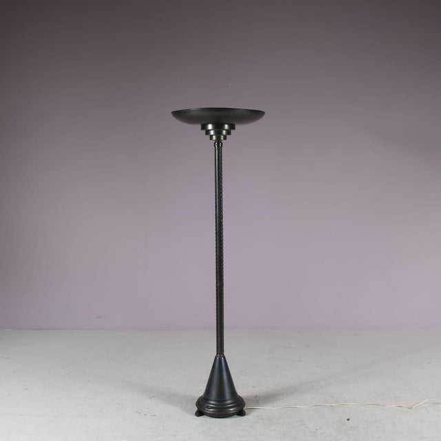 Amsterdamse School Uplighter Floor Lamp, Netherlands, 1930s For Sale - Image 4 of 14