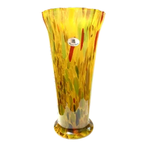 Vintage Murano Art Glass Vase Hand Blown Italian Gold Fleck Azzurra Maestri Vetrai