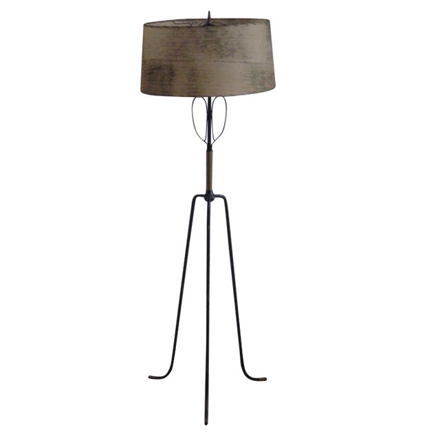 Mid-Century Parzinger Iron Floor Lamp For Sale