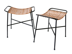 Set of Mid-Century Modern Rattan Stools, Germany, 1960s