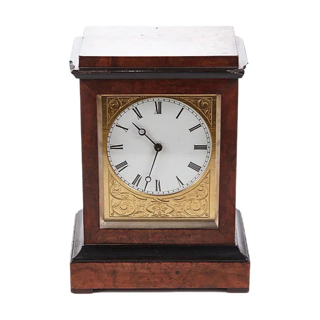 Antique Burr Walnut Ebonized Cased Desk Clock from Baldwin of Loughborough For Sale
