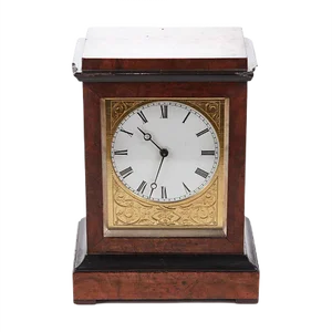 Antique Burr Walnut Ebonized Cased Desk Clock from Baldwin of Loughborough
