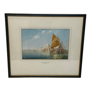Antique Nautical Painting on the Lagoon Venice by William Knox Rba C1917 Framed