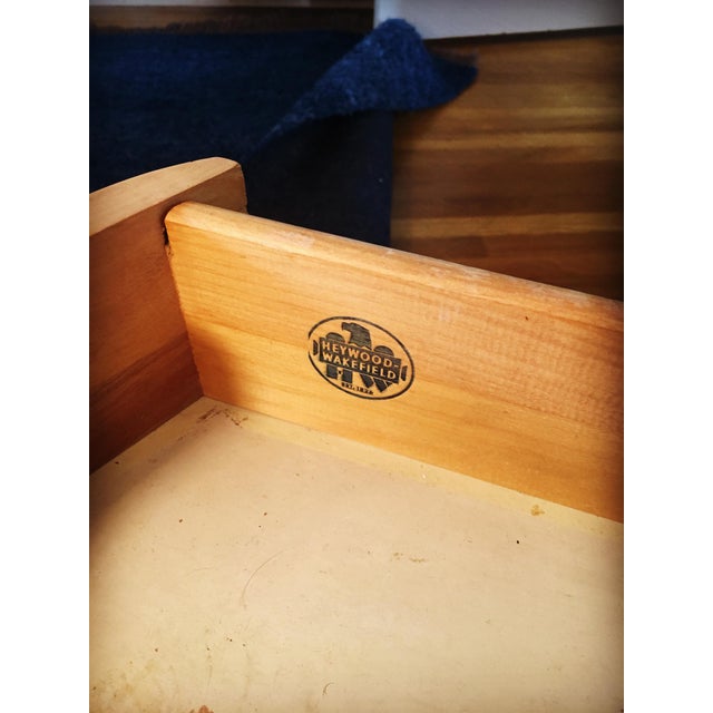 Heywood Wakefield Sculptura Vanity in Wheat & Pouffe Stool Chairish