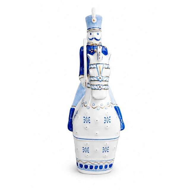 Mid-Century Modern Vintage Hand-Painted Porcelain Hungarian Hussar Figurine in Blue and White, Hollóházi, 20th Century For Sale - Image 3 of 8
