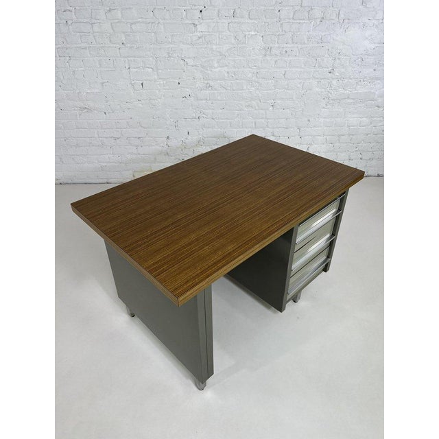Vintage Industrial Metal and Wood Desk from Remington Rand, 1950s For Sale - Image 9 of 11