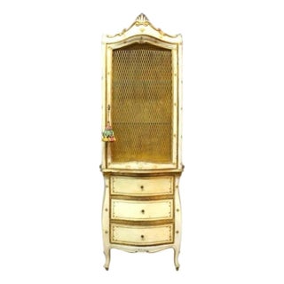 1960s Italian Franco Tacchi Vitrine on 3 Drawer Base With Gilt Trim For Sale