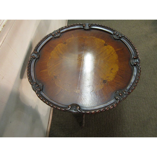 1940s Beautiful Walnut French Style Carved Lamp Table For Sale - Image 5 of 9