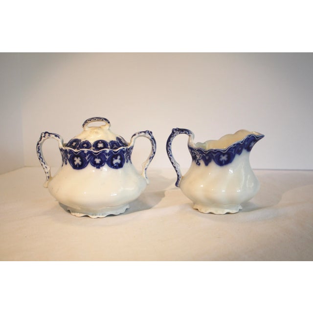 Ceramic Antique English Savoy Creamer & Sugar For Sale - Image 7 of 10