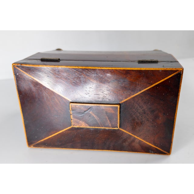 19th Century English Regency Sarcophagus Form Tea Caddy Box in Mahogany Veneer For Sale In New York - Image 6 of 12