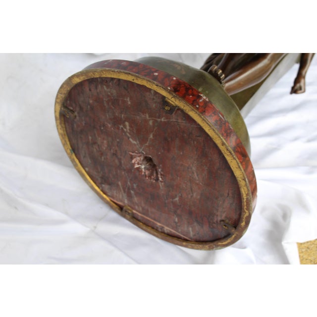Metal Bronze Sculpture Double Figure Antique Signed F Sanzel Large For Sale - Image 7 of 18