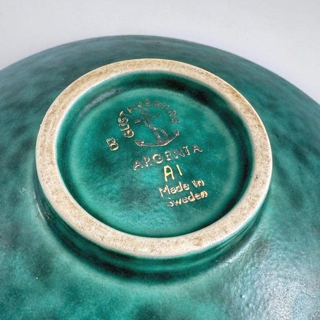 Stoneware Argenta Bowl with Silver Inlay by Wilhelm Kåge for Gustavsberg, Sweden 1940s For Sale - Image 4 of 5