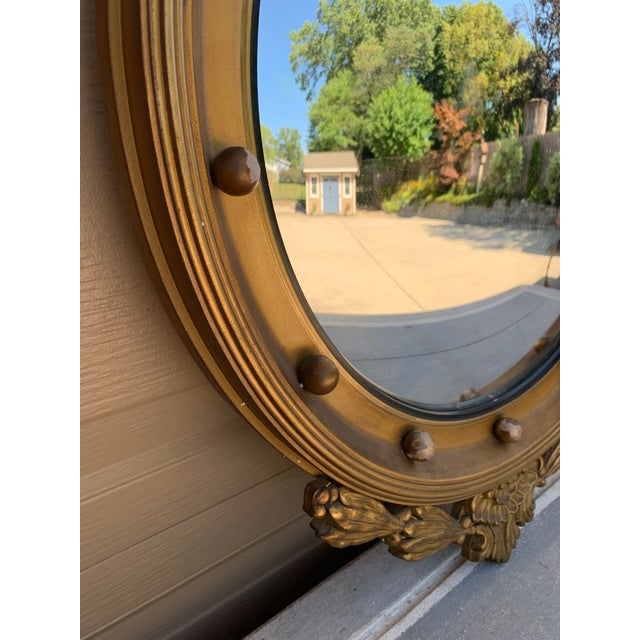 Gold Mid 20th Century American Federal Giltwood Eagle Bullseye Convex Mirror For Sale - Image 8 of 11