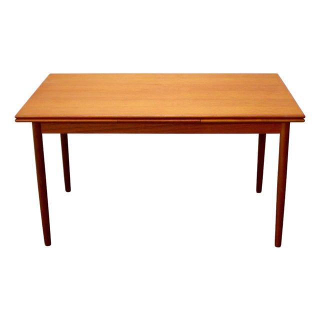Danish Teak Draw Leaf Dining Table For Sale