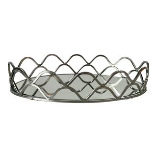 Art Deco Silver Waves Mirror Bar / Vanity Tray For Sale