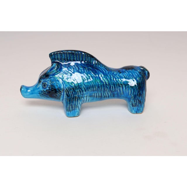 Mid-Century Modern Vintage Italian Rimini Blu Ceramic Boar by Aldo Londi for Bitossi For Sale - Image 3 of 13