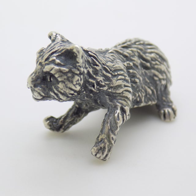 Vintage Italian Sweet Kitten Miniature Figurine in Silver 800, 1970s For Sale - Image 6 of 12